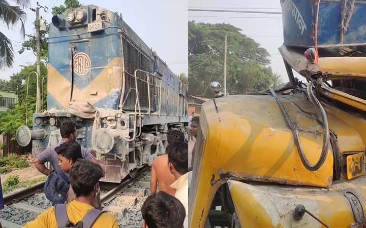 যশোরের শার্শায় ক্রসিংয়ে সিমেন্ট বোঝাই ট্রাকের সাথে ট্রেনের সংঘর্ষ, আহত ২